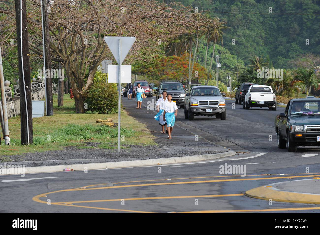 Students Return to School in American Samoa. American Samoa Earthquake, Tsunami, and Flooding. Photographs Relating to Disasters and Emergency Management Programs, Activities, and Officials Stock Photo