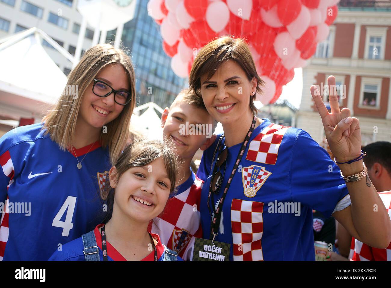 16.07.2018., Croatia, Zagreb - Ceremonial reception for Vatreni at Ban Josip Jelacic Square. Croatian national football team won second place at the 2018 World Cup in Russia. Anica Kovac Photo: Goran Stanzl/PIXSELL  Stock Photo