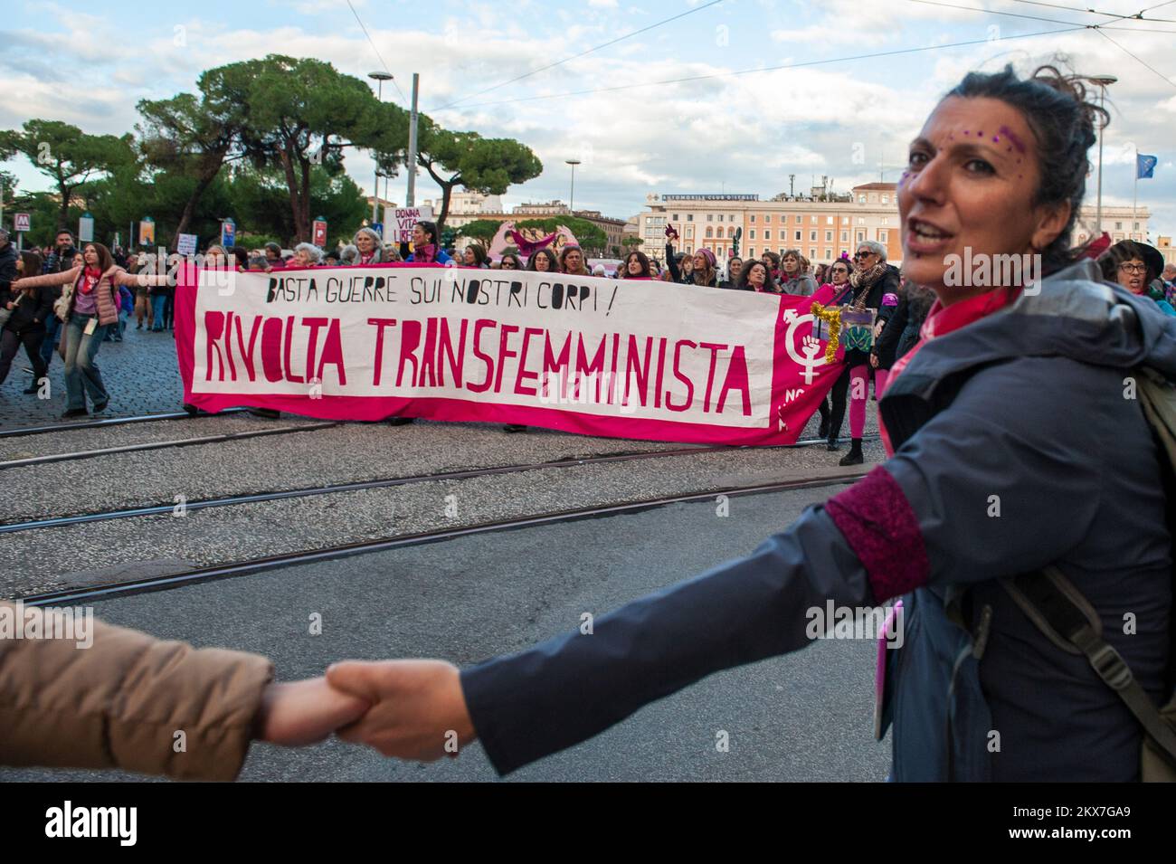 ROME, ITALY - NOVEMBER 26, 2022: Demonstration on international day to ...