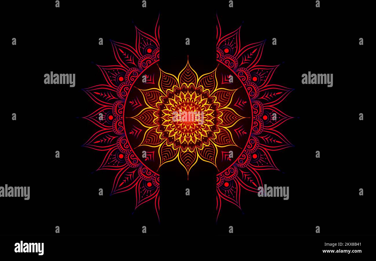 Floral pattern luxury mandala art isolated on a dark background, Vector ...