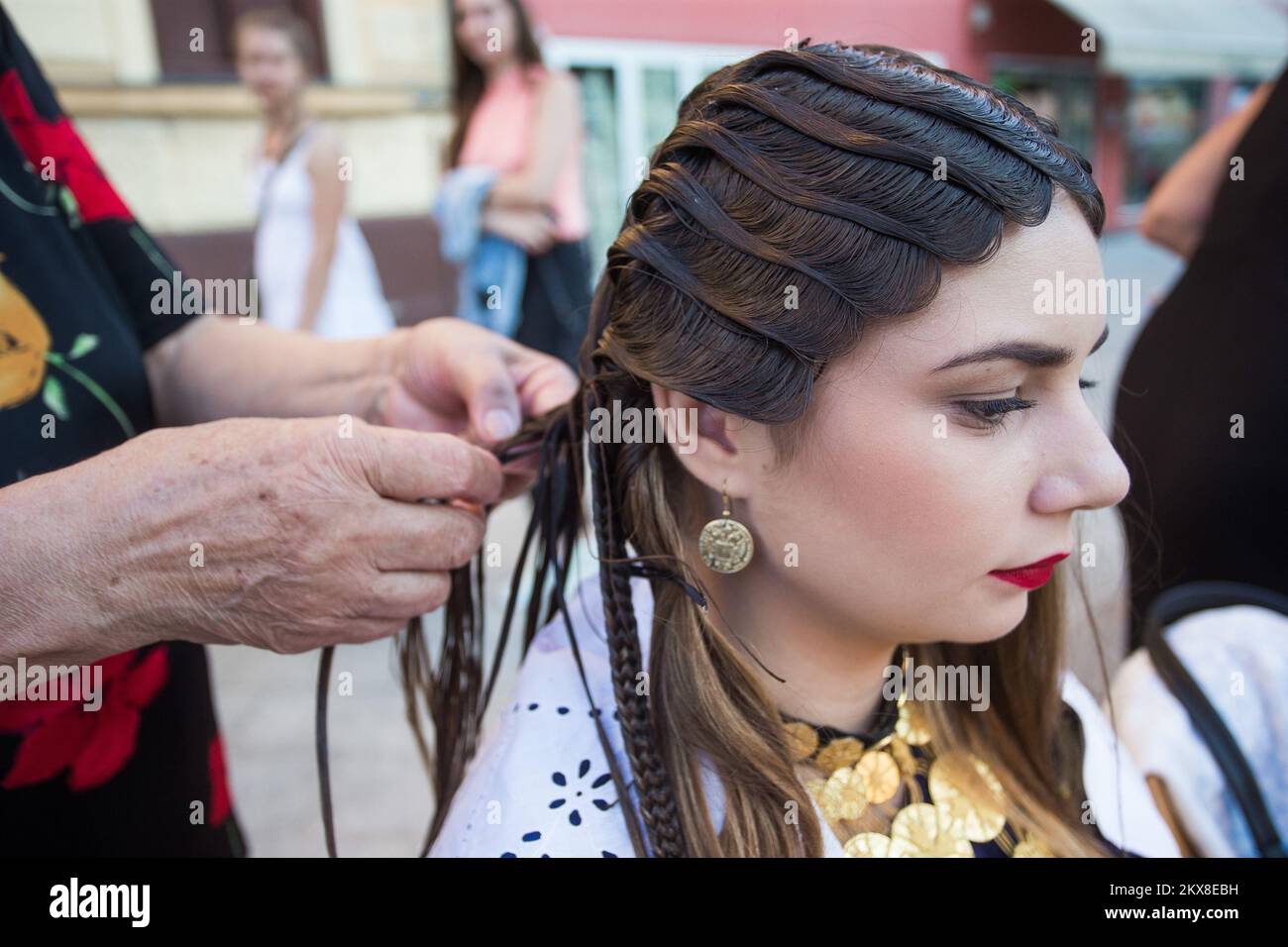15.09.2018., Vinkovci, Croatia - Exhibition 'Ethno hairstyle of the world' at 53rd Vinkovci Autumn Festival. Photo: Davor Javorovic/PIXSELL Stock Photo