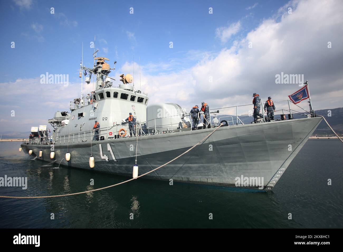 24.09.2018.Split - Vukovar rocket launcher returned to the barracks Lora, from NATO's Military Exercise Sea Guardian. Vukovar rocket launcher is the first Croatian ship that has ever participated in a NATO military operation.  Photo: Miranda Cikotic/PIXSELL Stock Photo