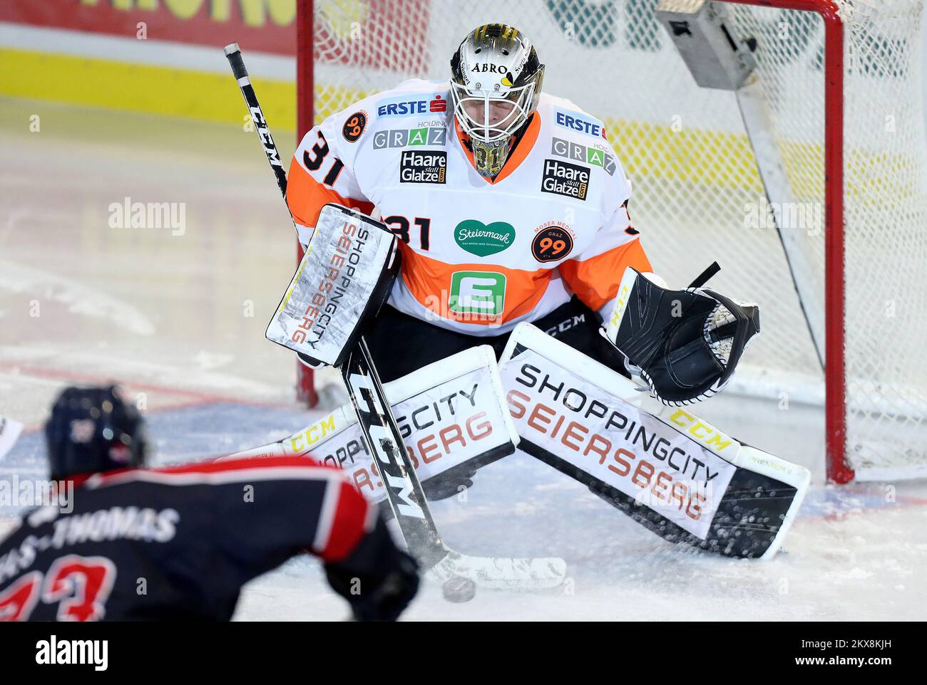 30.09.2018., Sisak, Croatia - EBEL league, 06. round, KHL Medvescak vs. Moser Medical Graz 99ers. Linus Lundin.. Photo: Igor Kralj/PIXSELL Stock Photo