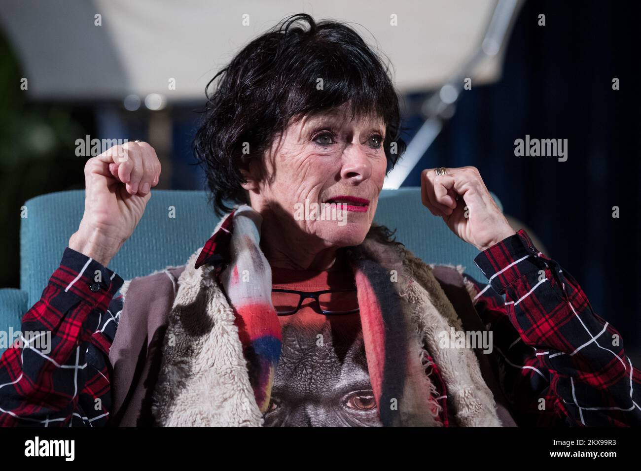 17.11.2018., Zagreb, Croatia - Geraldine Chaplin, the iconic actress of Spanish, American and French films and daughter of the legendary Charlie Chaplin attend a press conference at the 16th Zagreb Film Festival, where she presented the romantic comedy Anchor and Hope. Photo: Davor Puklavec/PIXSELL Stock Photo