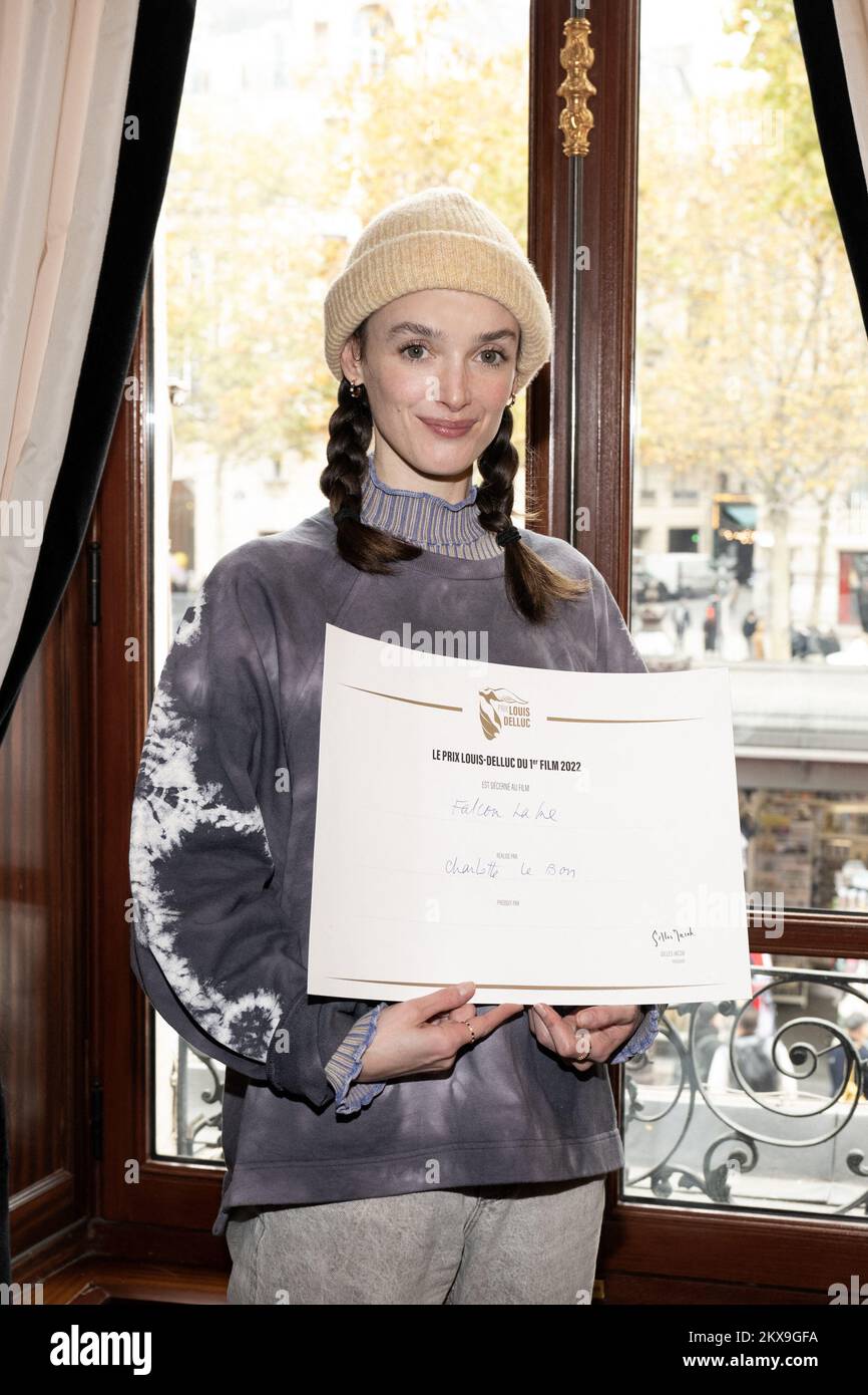 Charlotte Le Bon poses with the Prix Louis Delluc'2022 during the Award ...