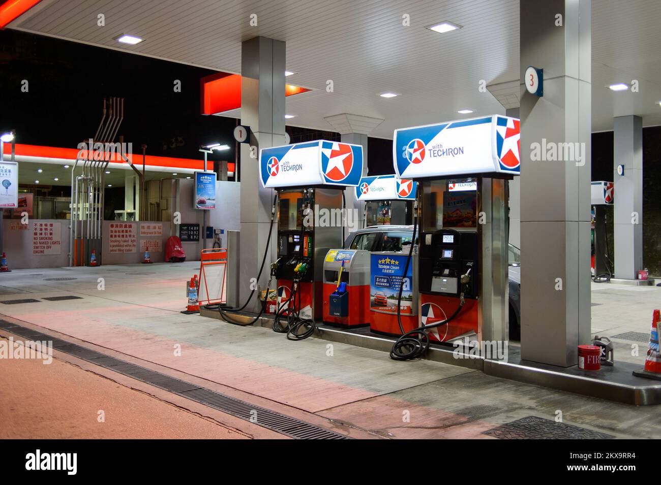HONG KONG APRIL 15, 2015 Caltex fuel station at evening. Caltex is a