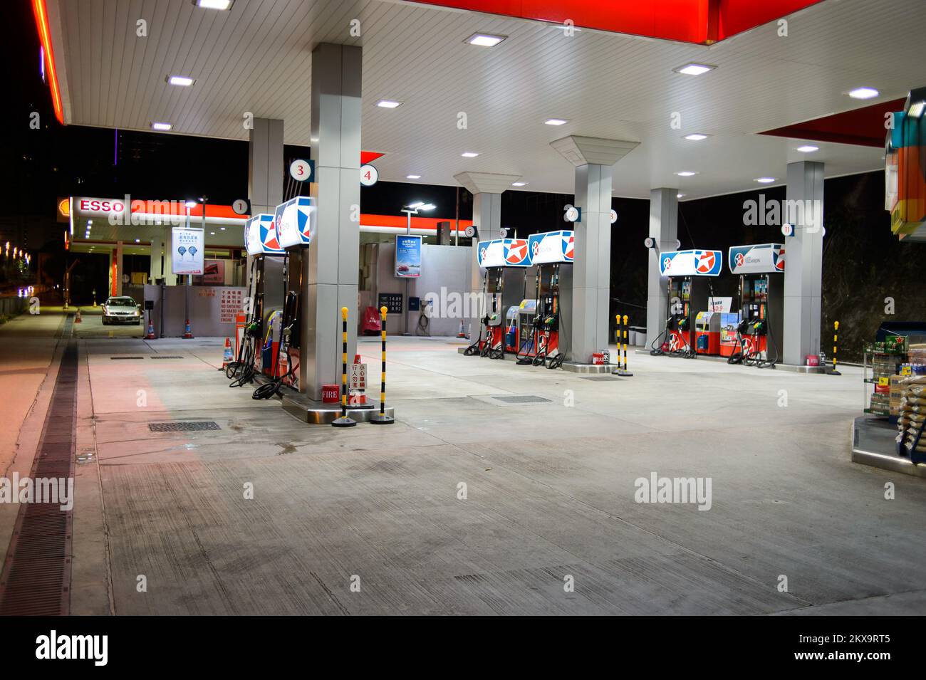HONG KONG APRIL 15, 2015 Caltex fuel station at evening. Caltex is a