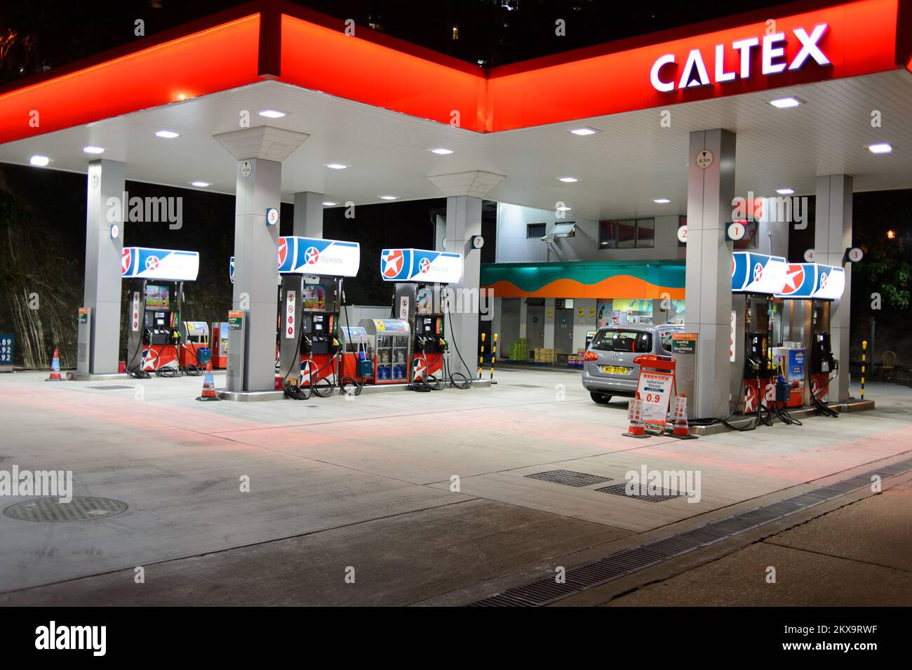 HONG KONG APRIL 15, 2015 Caltex fuel station at evening. Caltex is a