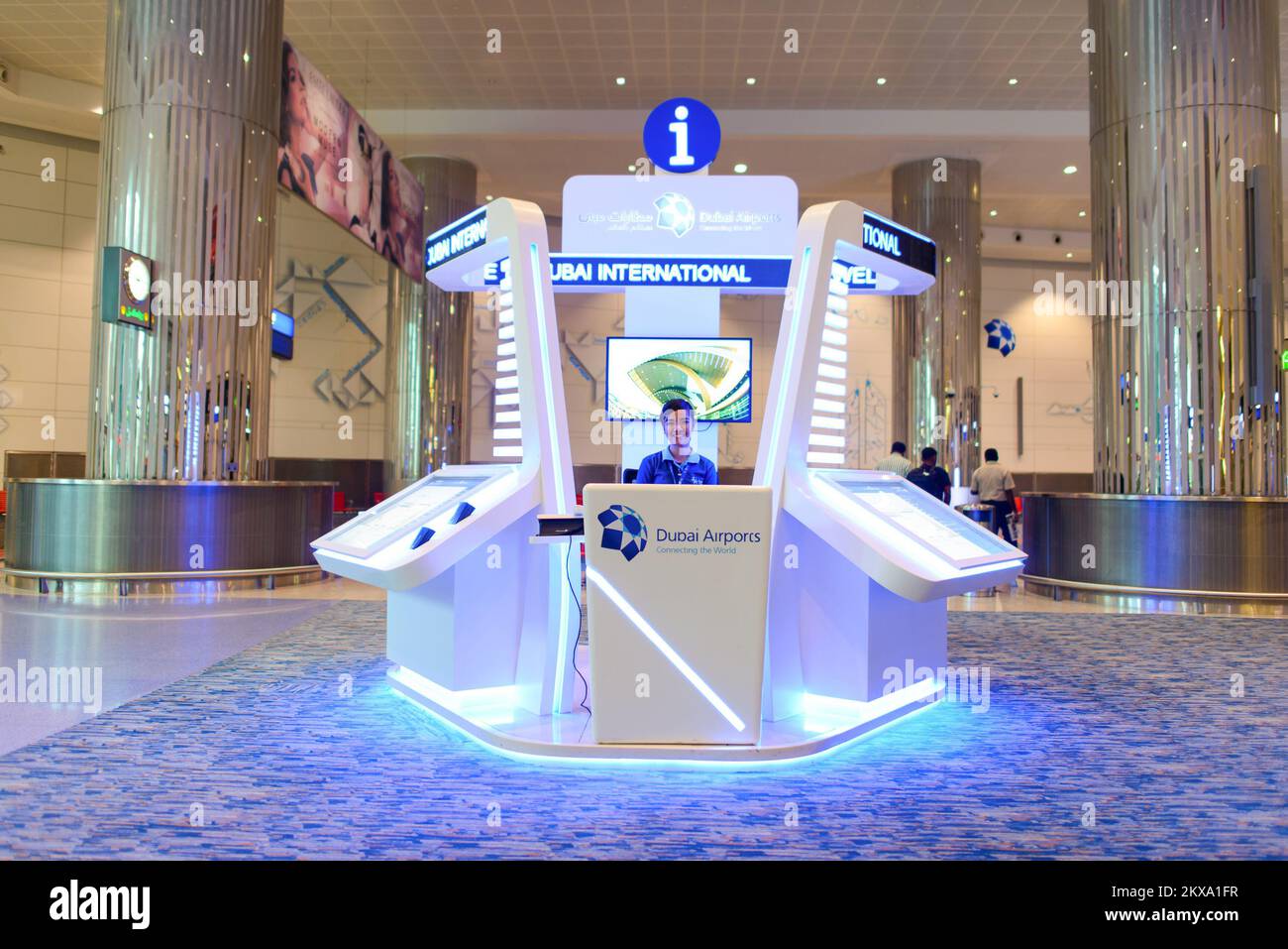 DUBAI, UAE APRIL 18, 2014 airport help desk. Dubai International