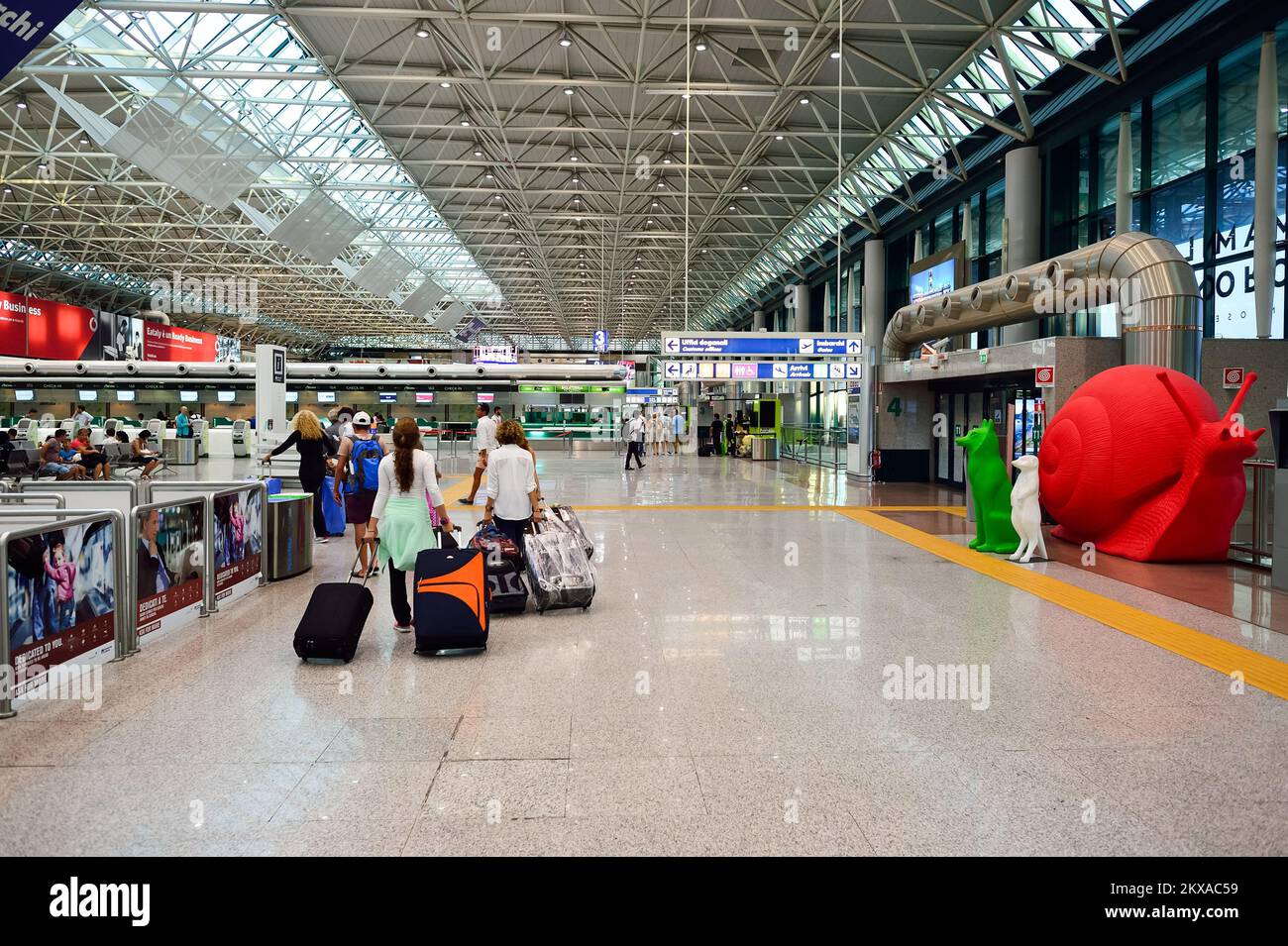 ROME, ITALY - AUGUST 04, 2015: Fiumicino Airport Interior. Fiumicino ...