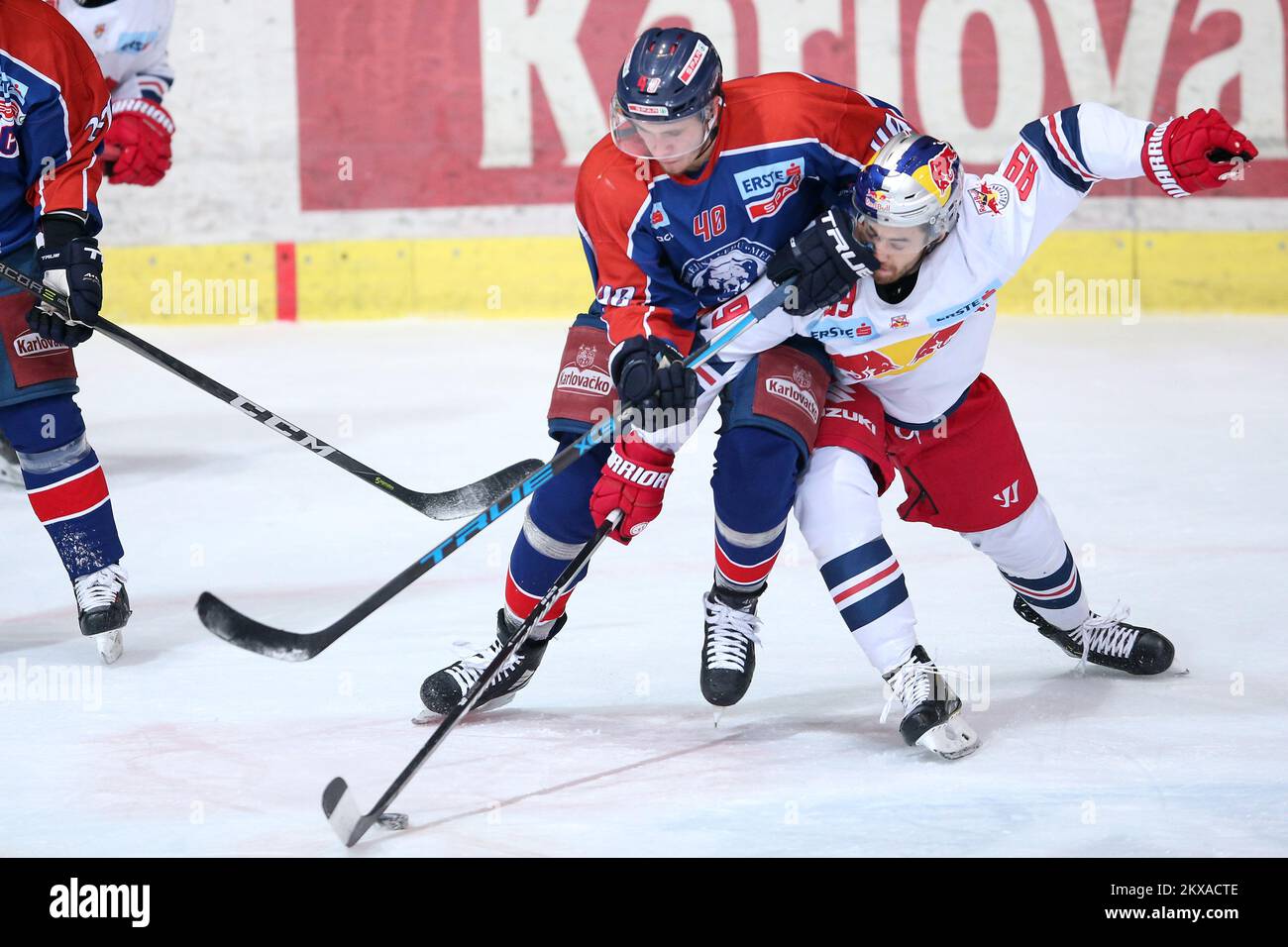 22.01.2019. Zagreb Croatia EBEL league round 40 KHL Medvescak Zagreb EC Red Bull Salzburg. Bruno Ficur Florian Baltram. Photo Luka Stanzl PIXSELL Stock Photo Alamy