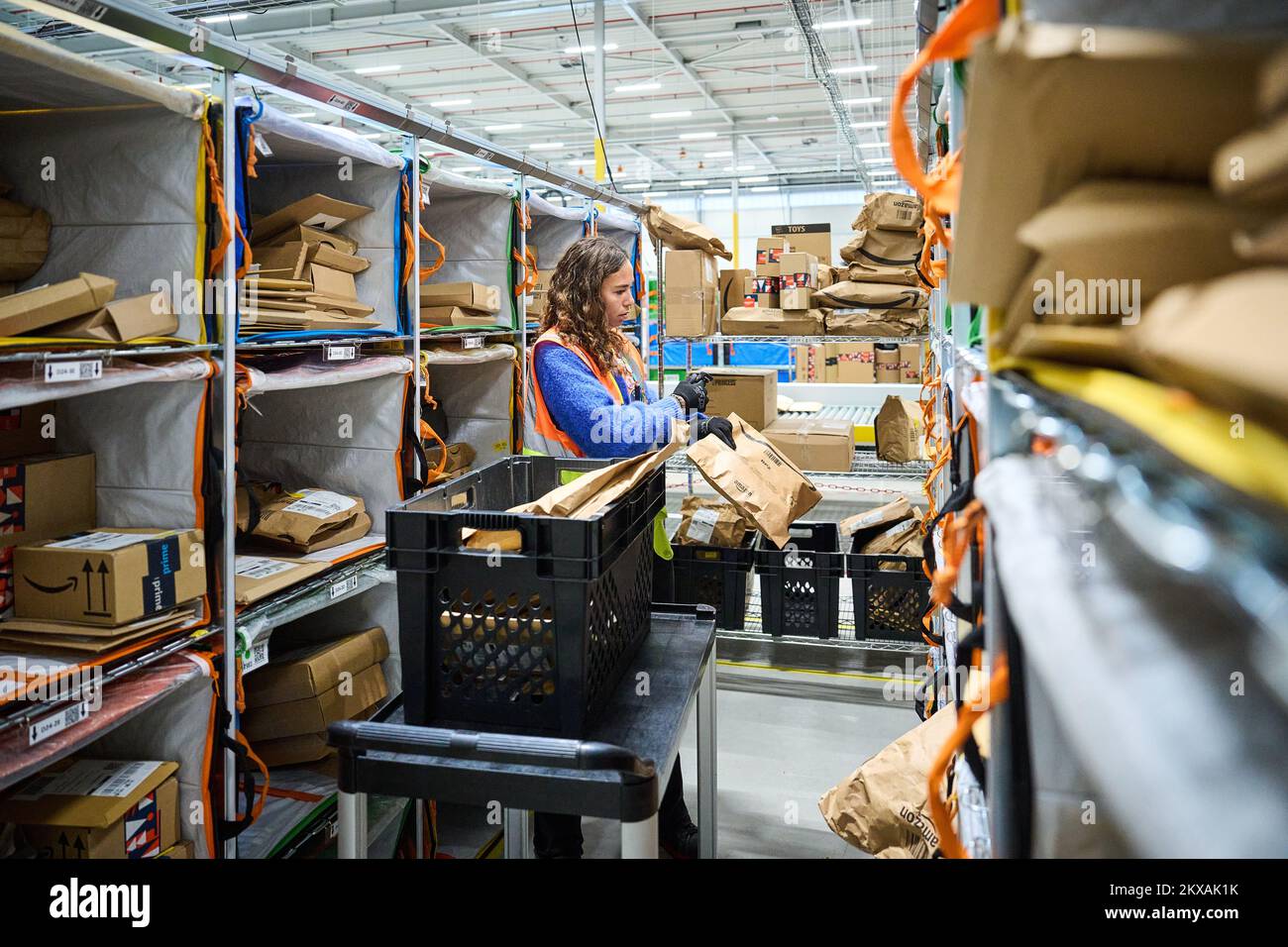 ROZENBURG Packages on the conveyor belts of the Amazon delivery