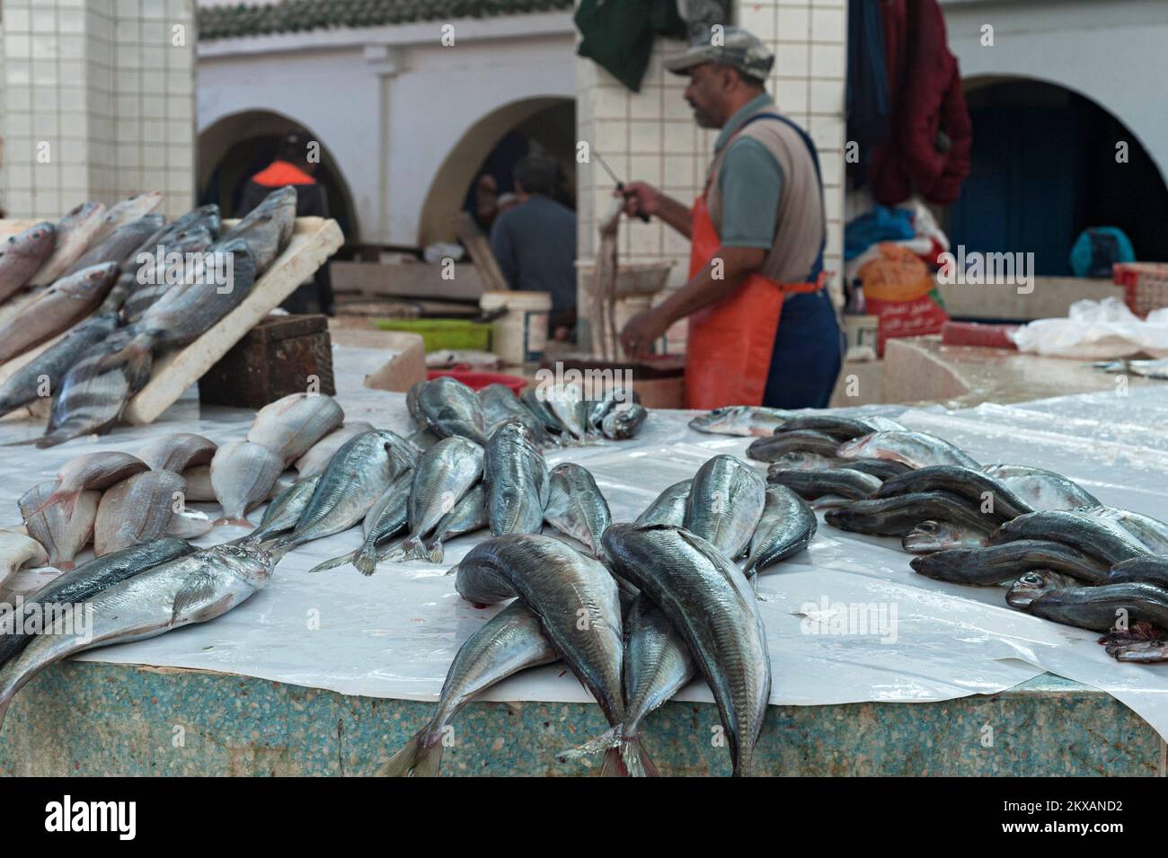 Fishmonger - Essaouira, Morocco Stock Photo