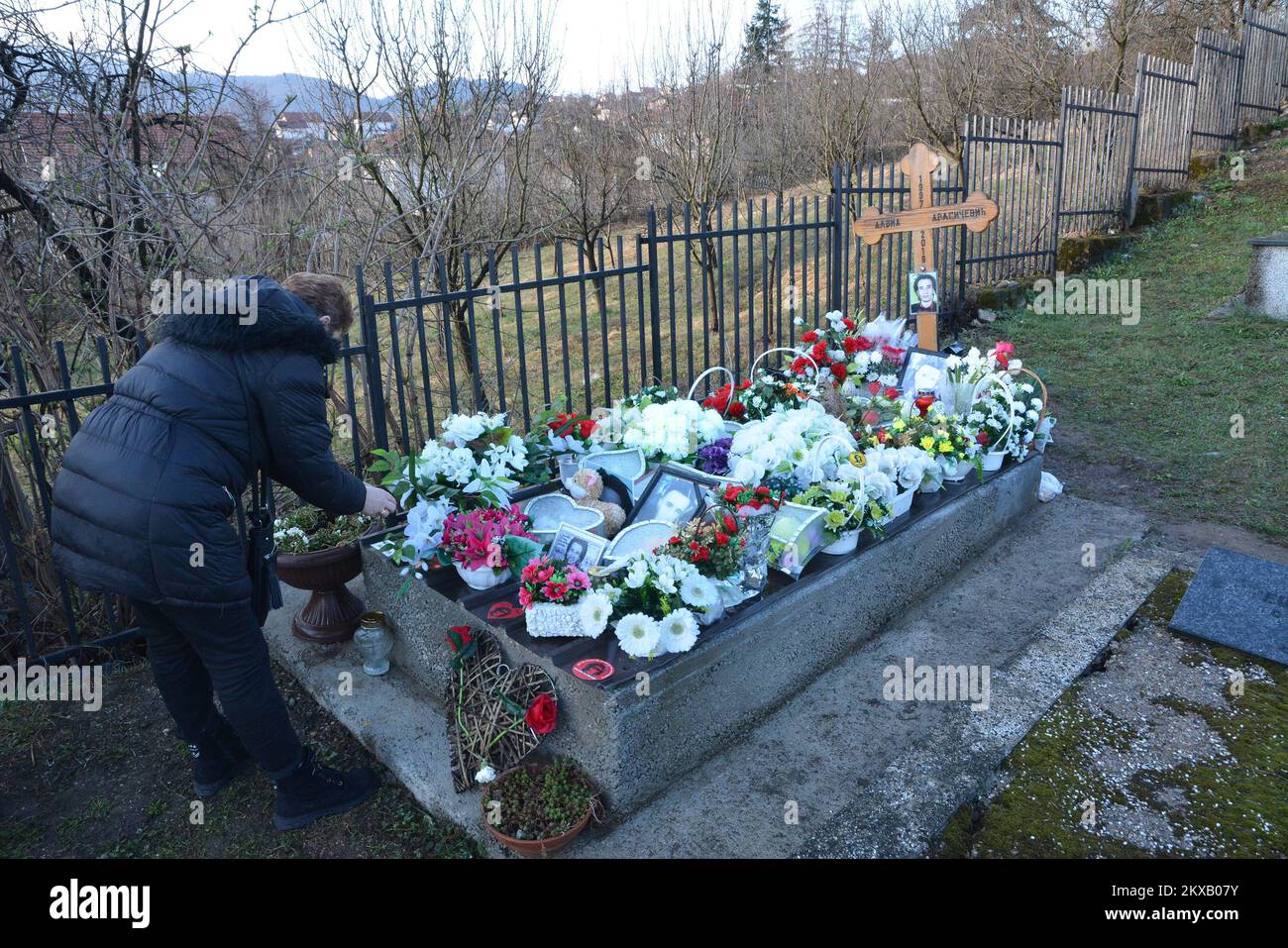 12.03.2019., Banja Luka, Bosnia and Herzegovina - The remains of a 21-year-old Bosnian student David Dragicevic whose unresolved death has inspired months of protests against an alleged police cover-up have been exhumed so he can be reburied in Austria.Dozens of Bosnians gathered at a cemetery to say last farewell to David.David Dragicevic died last March in Banja Luka in what police first described as suicide, but the family insisted he was murdered.David Dragicevic's mother lives in Austria so he will be buried there Photo: Ivica Galovic/PIXSELL  Stock Photo