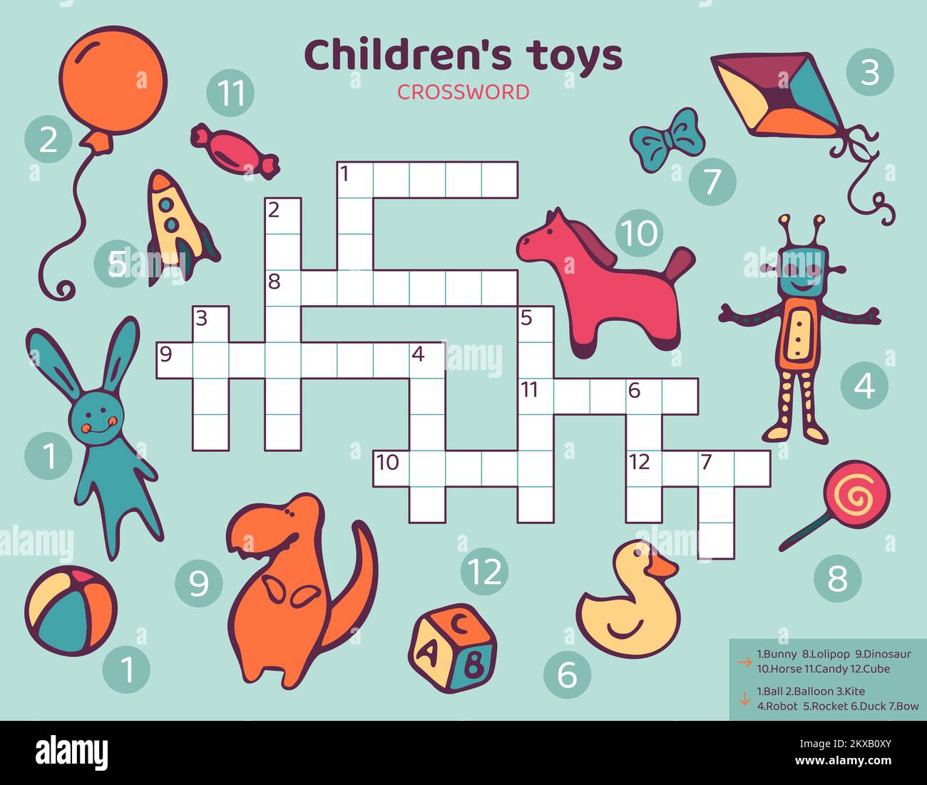 English Crossword for kids with toys for kids Stock Vector Image & Art Alamy