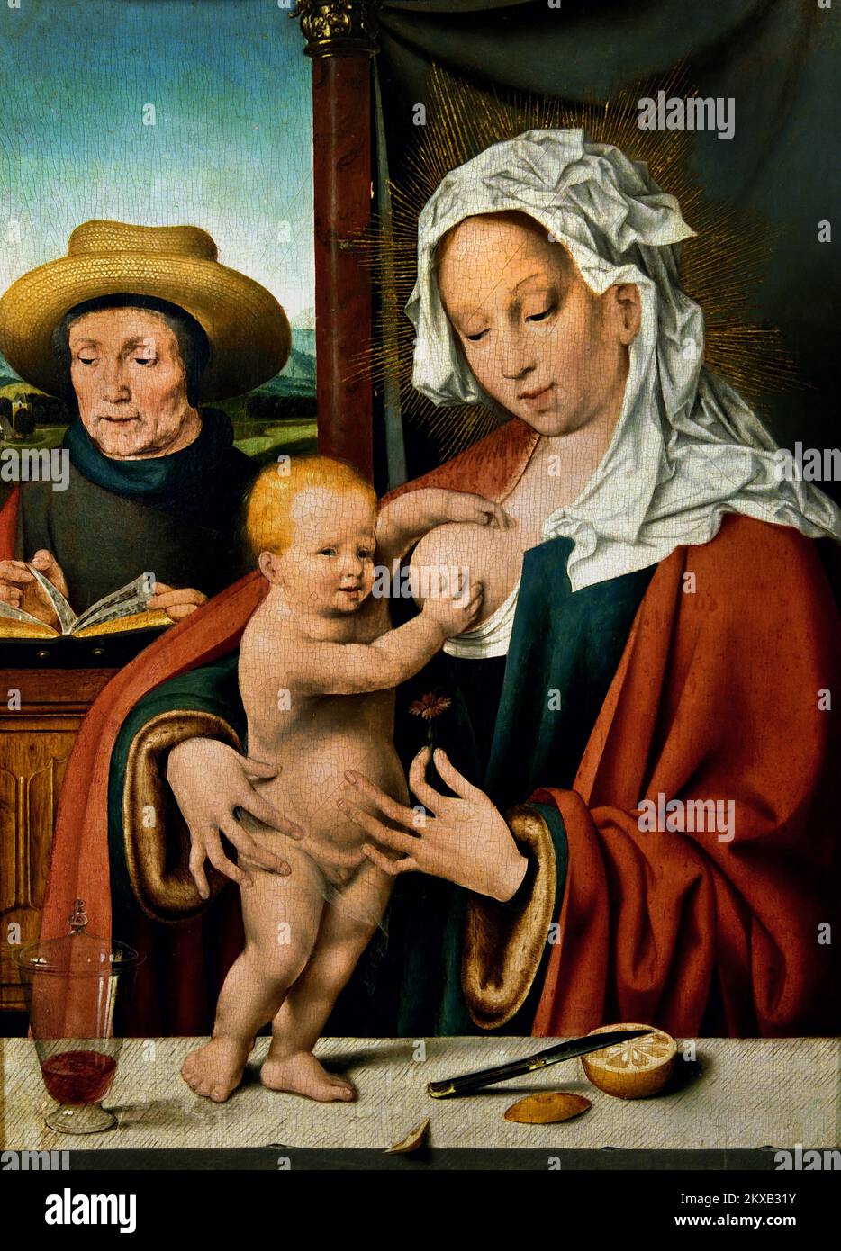 The Holy Family, by, Joos van Cleve, (1485-1540/1541),  Flemish, Belgian, Belgium, Stock Photo