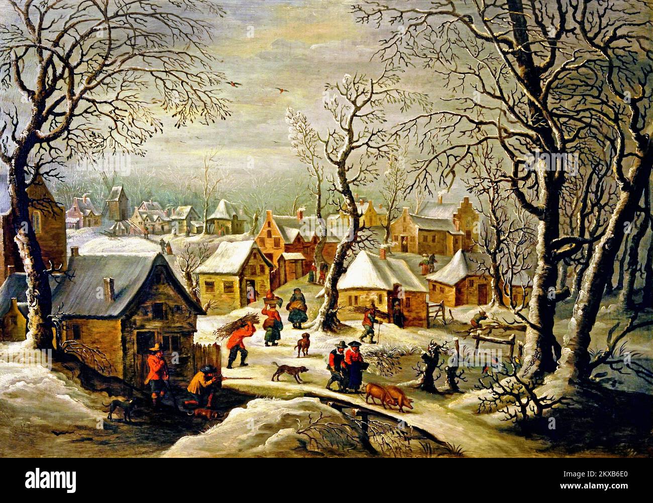 Winter, by, Brueghel II Jan the Younger, 1601-1678,  Flemish painter, 17th century, Belgian, Belgium. Stock Photo