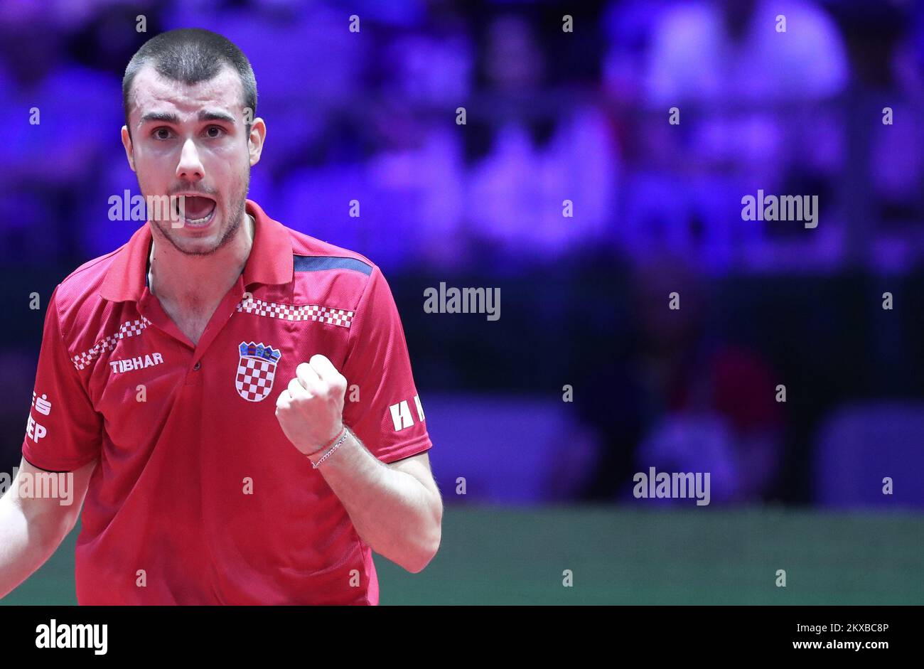 25.04.2019., Budapest, Hungary - Liebherr 2019 World Table Tennis Championships, Menâ€™s Singles â€“ Round of 16, Tomislav Pucar vs. Koki Niwa. Tomislav Pucar. Photo: Sanjin Strukic/PIXSELL  Stock Photo