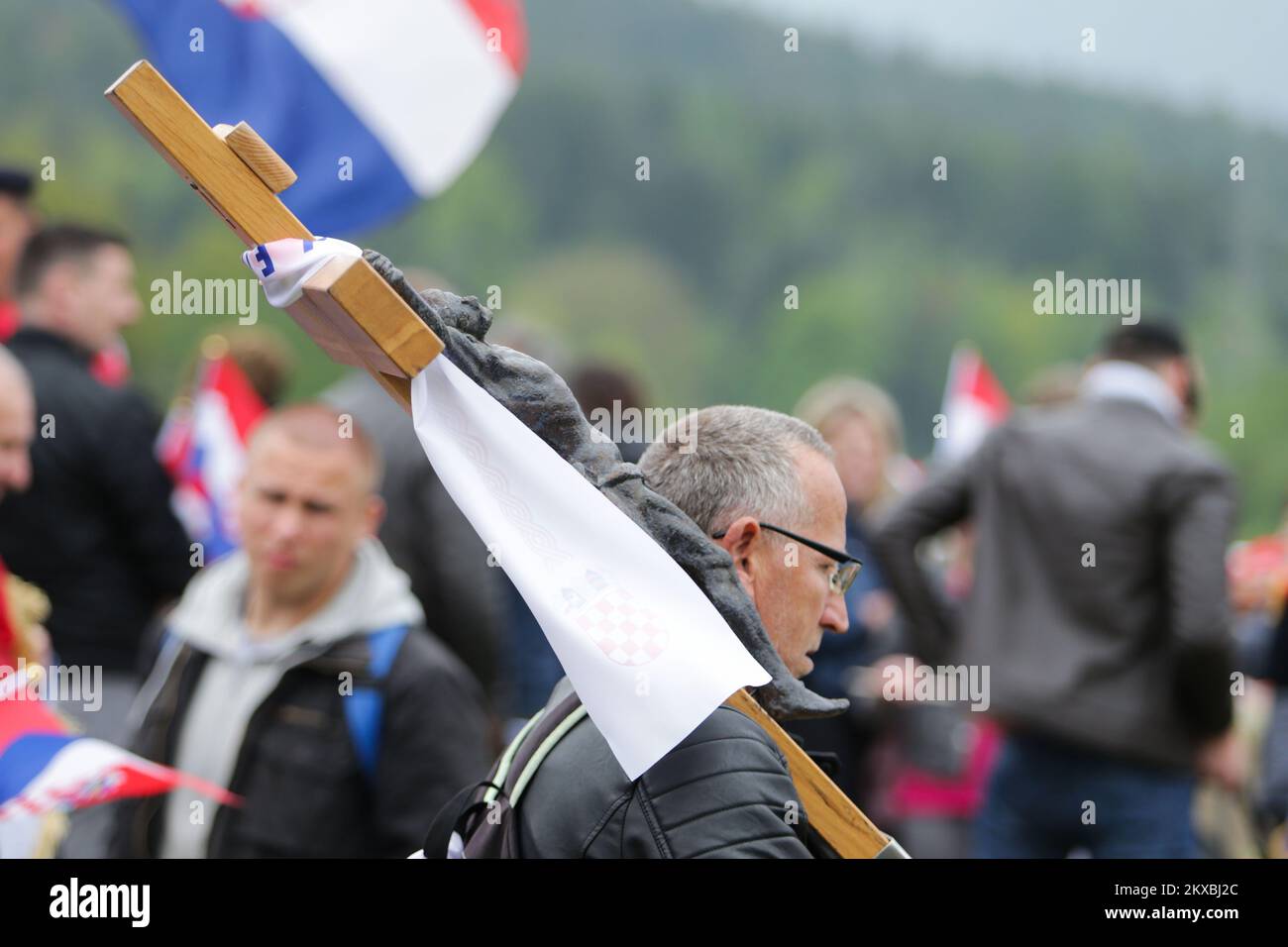 18.5.2019., Bleiburg, Austria - Thousands of Croatian far-right supporters gathered in a field in southern Austria to commemorate the massacre of pro-Nazi Croats by communists at the end of World War II. Photo: Filip Kos/PIXSELL Stock Photo