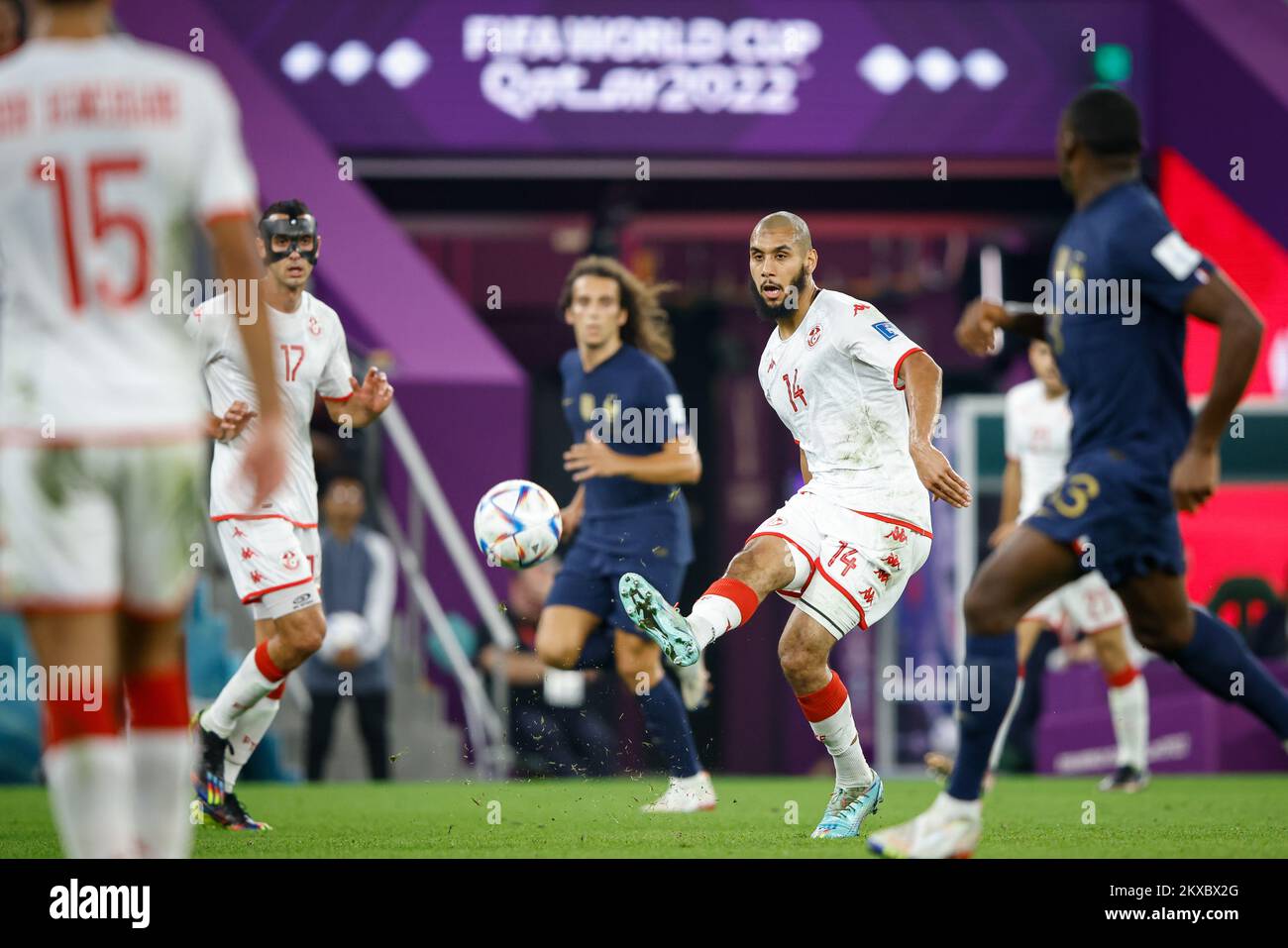 Doha, Qatar. 30th Nov, 2022. LAIDOUNI Aissa of Tunisia during the match between Tunisia and France, valid for the group stage of the World Cup, held at the Education City Stadium in Doha, Qatar. Credit: Rodolfo Buhrer/La Imagem/FotoArena/Alamy Live News Credit: Foto Arena LTDA/Alamy Live News Stock Photo