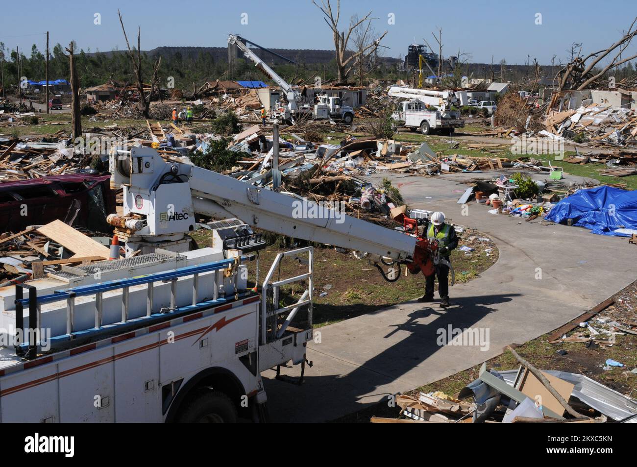 View of Tornado Damage Site in Alabama. Alabama Severe Storms