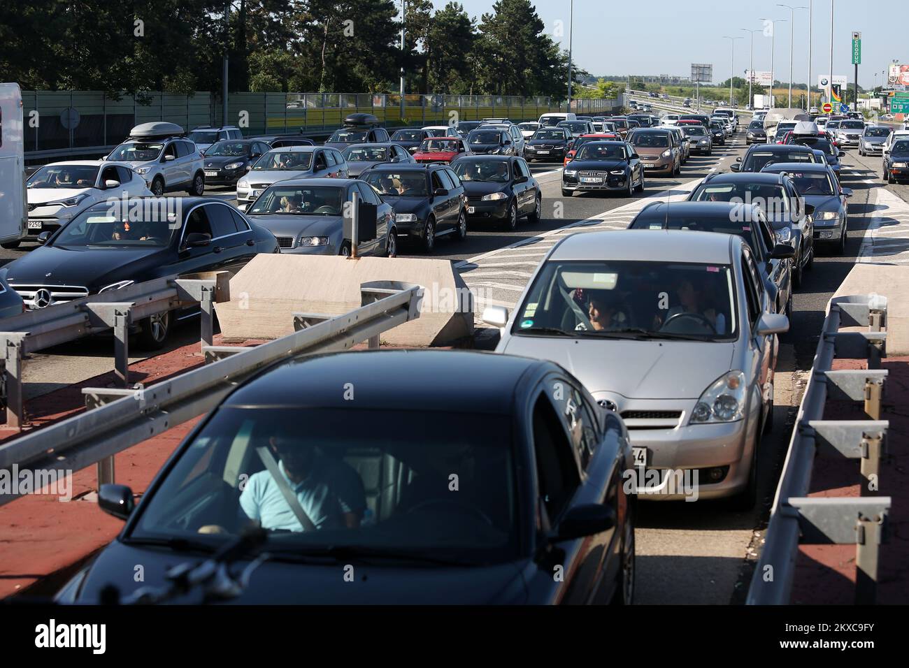 20.07.2019., Croatia, Zagreb, Lucko - Traffic jams at toll booths in both directions, especially in the direction of the sea. Photo: Marin Tironi/PIXSELL Stock Photo