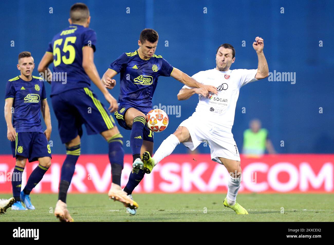 30.07.2019., Zagreb, Croatia - 2nd leg of Second Qualifying round of UEFA Champions League between GNK Dinamo and FC Saburtalo at Maksimir Stadium.Amer Gojak, Giorgi Gabedava. Photo: Luka Stanzl/PIXSELL Stock Photo