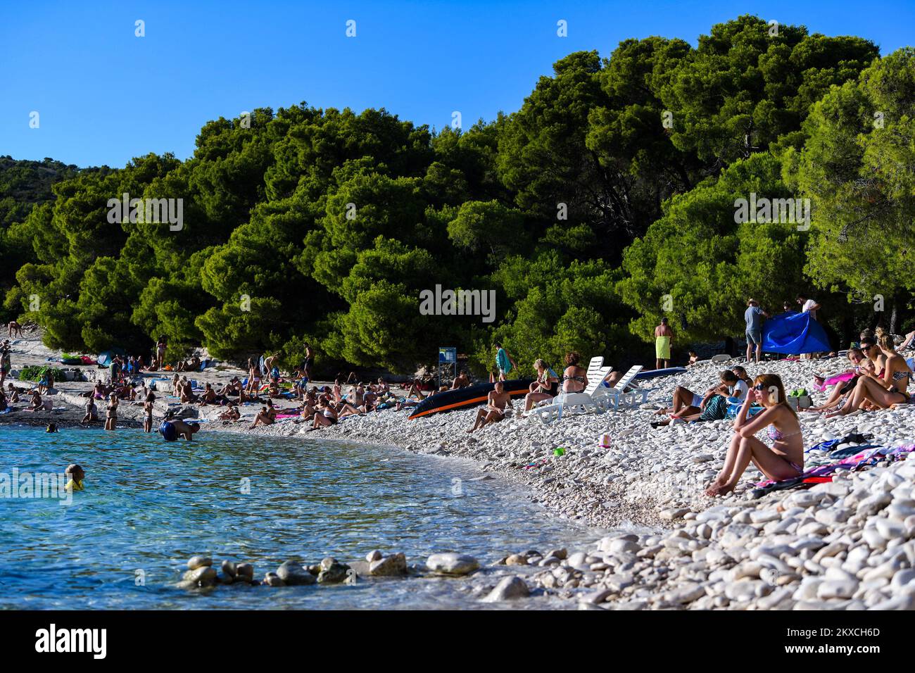 04.08.2019., Croatia, Island of Vis - Silver Beach (Srebrna) is located ...