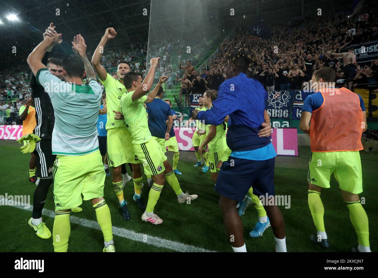 BUDAPEST, HUNGARY - AUGUST 4: Ihor Kharatin of Ferencvarosi TC celebrates  his goal during the UEFA Champions League Third Qualifying Round 1st Leg  match between Ferencvarosi TC and SK Slavia Praha at