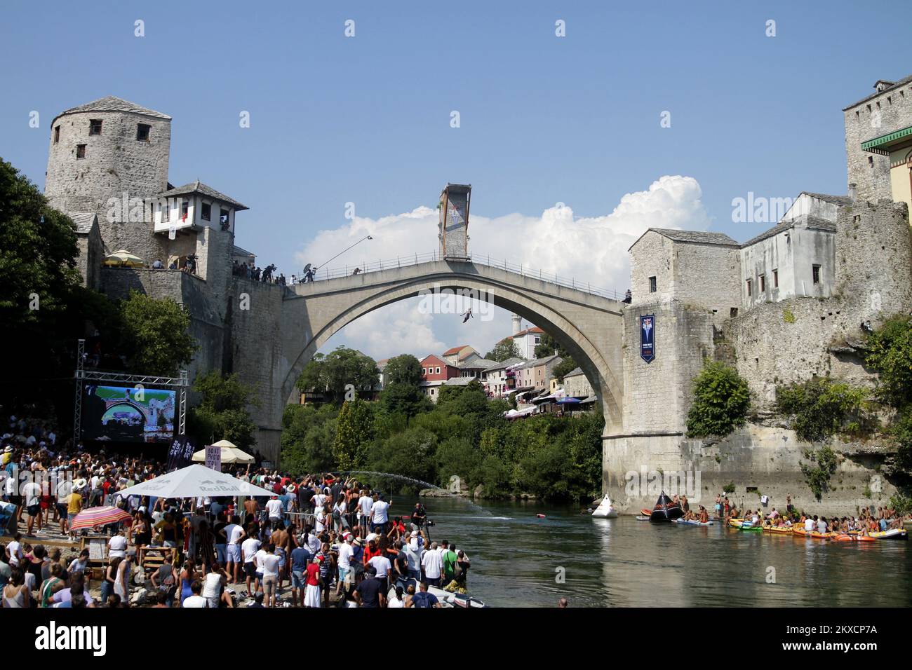 24.08.2019., Mostar -- Red Bull Cliff Diving 2019 World Championship was held at the Old Bridge. Foto: Denis KapetanoviÄ‡ / PIXSELL Stock Photo