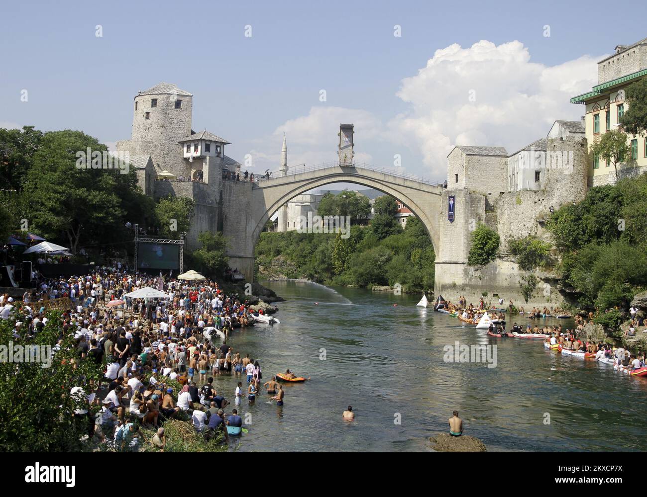 24.08.2019., Mostar -- Red Bull Cliff Diving 2019 World Championship was held at the Old Bridge. Foto: Denis KapetanoviÄ‡ / PIXSELL Stock Photo