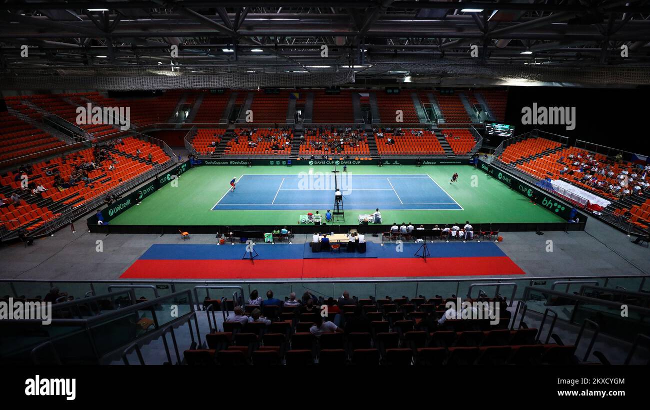 14.09.2019., City Arena Husejin Smajlovic, Zenica, Bosna i Hercegovina -Davis Cup meeting between Bosnia and Herzegovina and the Czech Republic. Tennis match Mirza Basic - Jonas Forejtek. Bosnia and Herzegovina, Zenica Photo: Armin Durgut/PIXSELL  Stock Photo