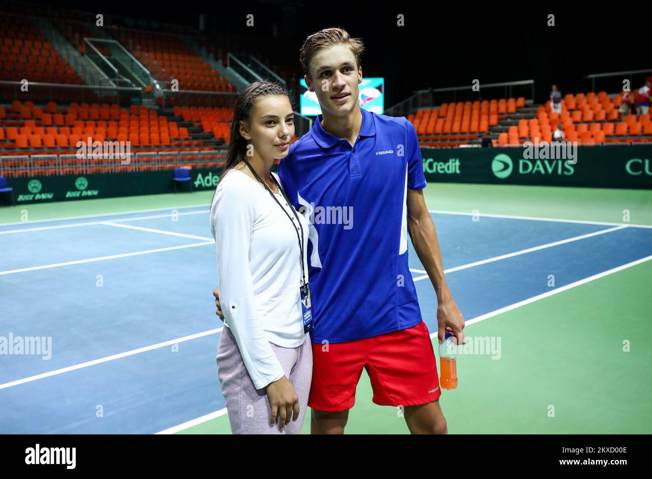 15.09.2019.,Husejin Smajlovic City Arena, Zenica, Bosnia and Herzegovina - Davis Cup meeting between Bosnia and Herzegovina and the Czech Republic. Czech national team celebrates after winning 3:2. Bosnia and Herzegovina, Zenica Photo: Armin Durgut/PIXSELL  Stock Photo