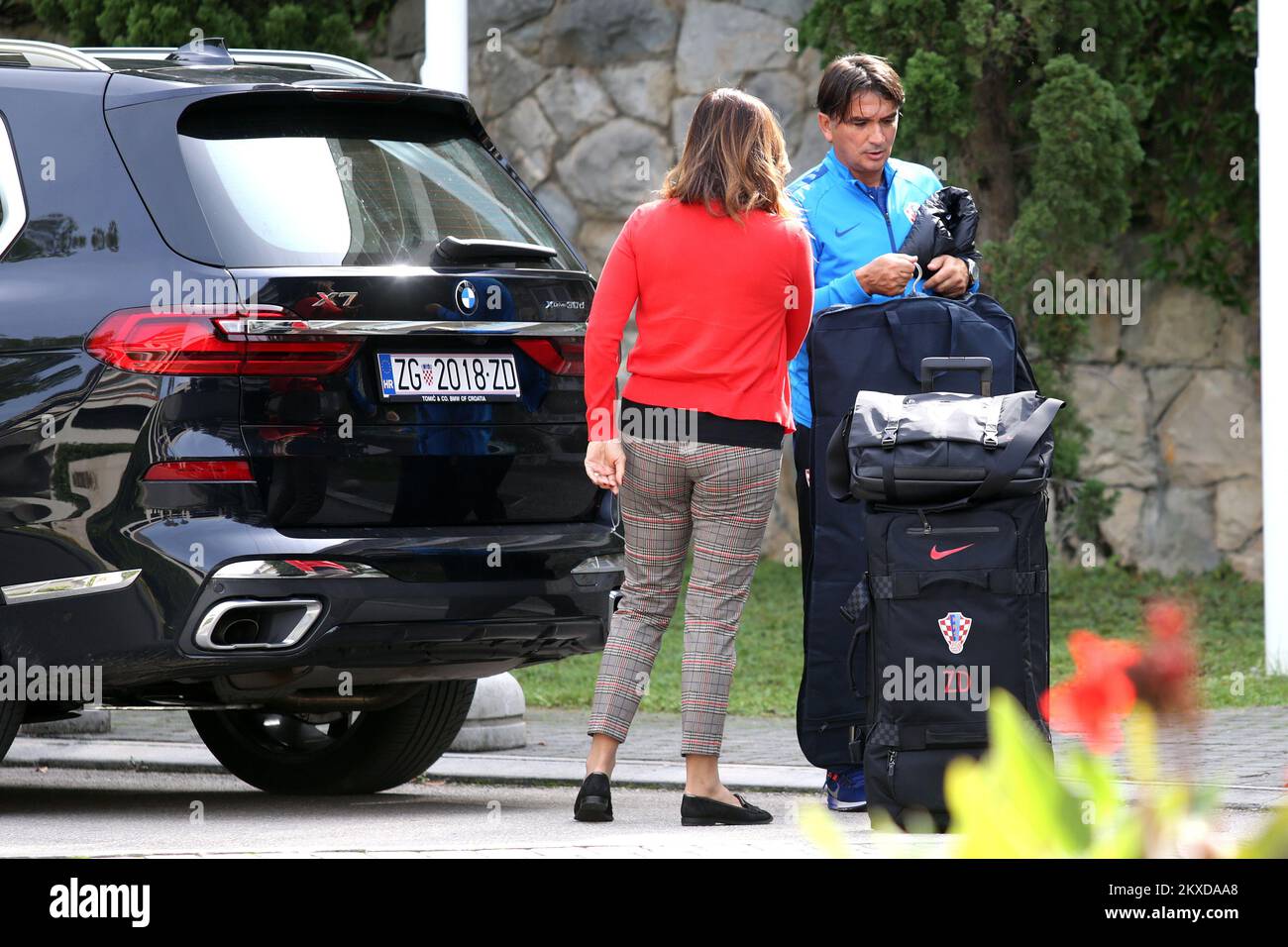 07.10.2019, Split - Coach of Croatian national football team Zlatko Dalic, accompanied by his wife Davorka, arrives at the gathering of the Croatian football team at the Hotel Le Meridien Lav. Croatia will play against Hungary on 10 October at Poljud Stadium in qualification for EURO 2020. Photo: Miranda Cikotic/PIXSELL Stock Photo