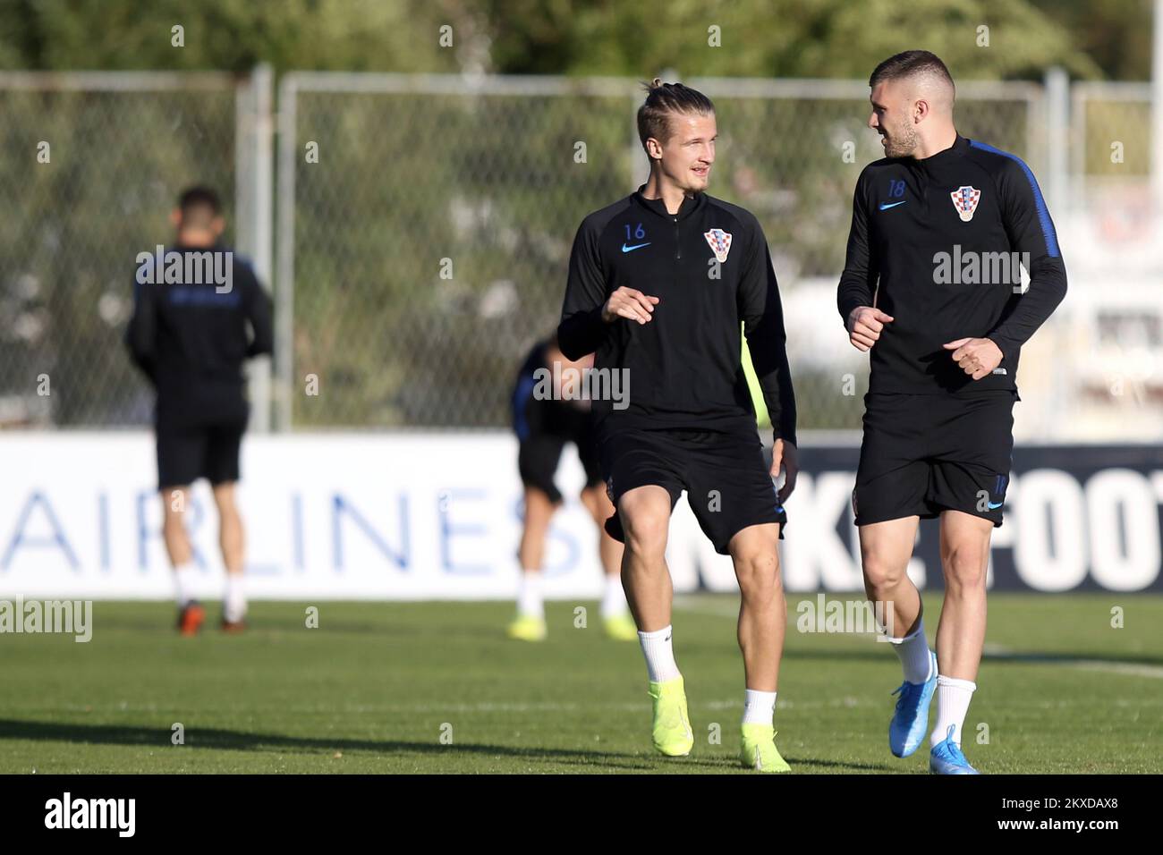 08.10.2019,Omis - Croatian national team hold second training session ahead of qualifying match for EP against Hungary. Tin Jedvaj, Ante Rebic. Croatia, Omis Photo: Ivo Cagalj/PIXSELL  Stock Photo