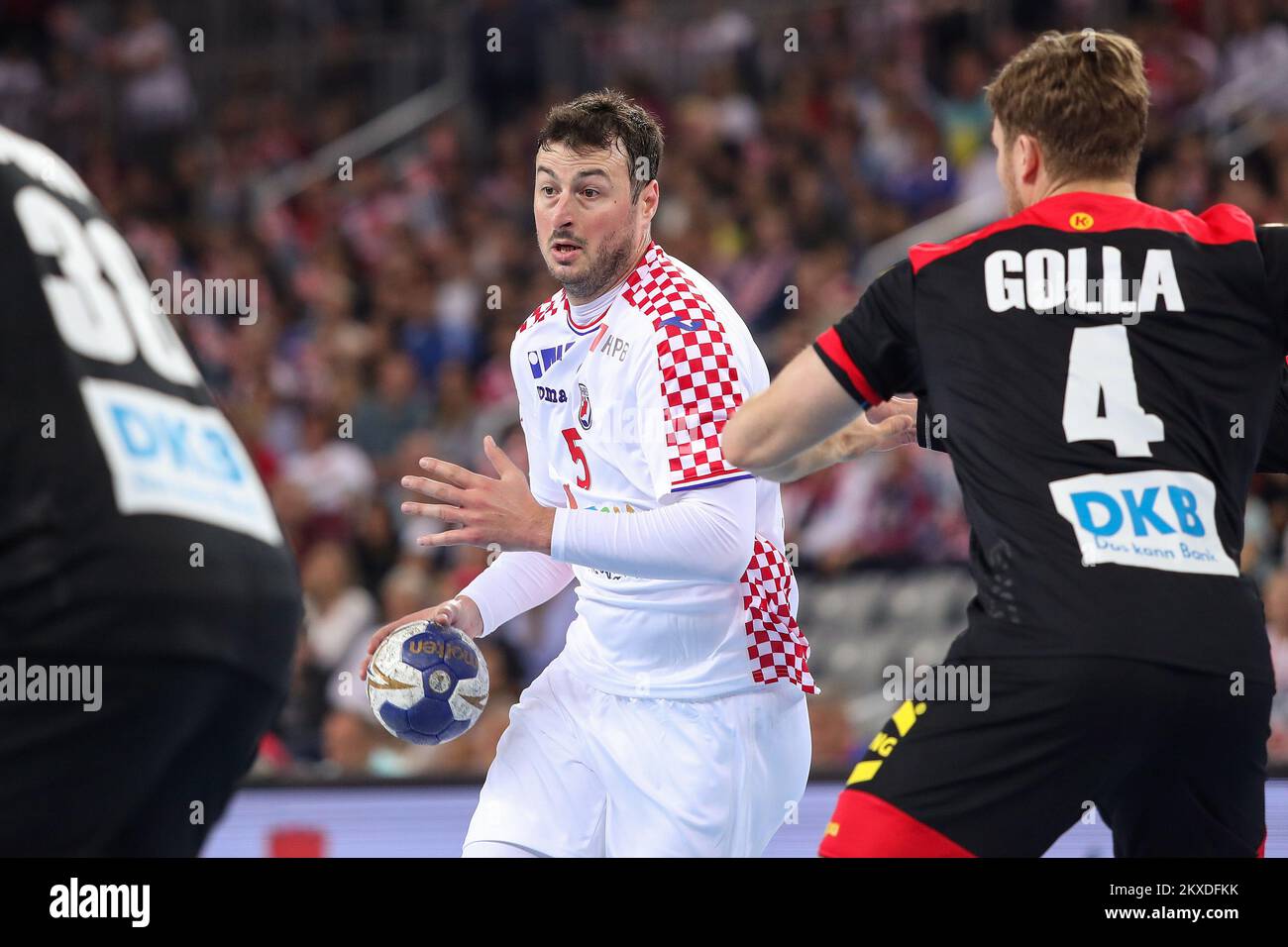 23.10.2019., Croatia, Zagreb - Friendly handball match between Croatia and Germany at the Zagreb Arena. Domagoj Duvnjak, Johannes Golla. Photo: Luka Stanzl/PIXSELL Stock Photo