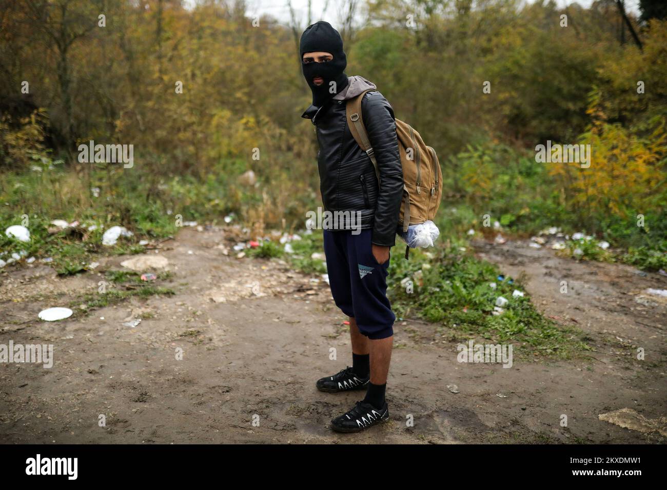 11.11.2019., Bihac, Bosnia and Herzegovina - There are between 1000 and 2000 migrants staying at the Vucjak camp near Bihac. That number varies because migrants go to the game daily, after which many return to camp beaten. The camp is located 8 km from the border. In the last few days temperatures have been moving around 0 degrees. The camp is located 8 km from the border with Croatia. Photo: Armin Durgut/PIXSELL Stock Photo