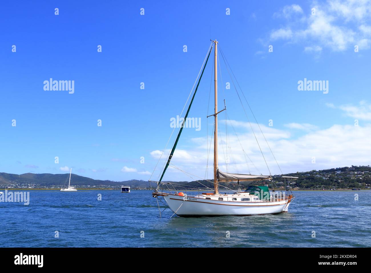 Boats on Knysna Lagoon looking towards Knysna Heads, Garden Route in ...