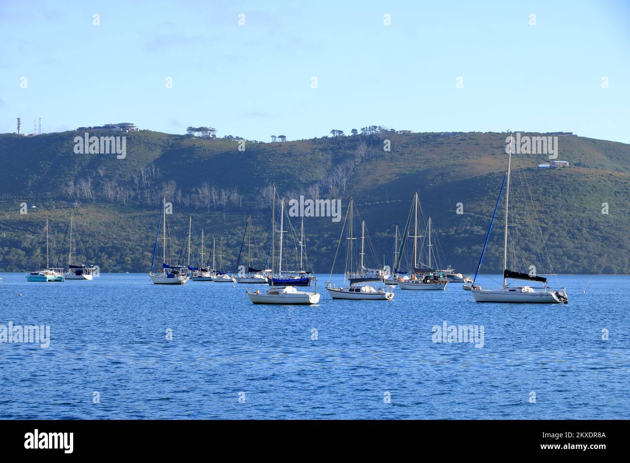 Boats on Knysna Lagoon looking towards Knysna Heads, Garden Route in