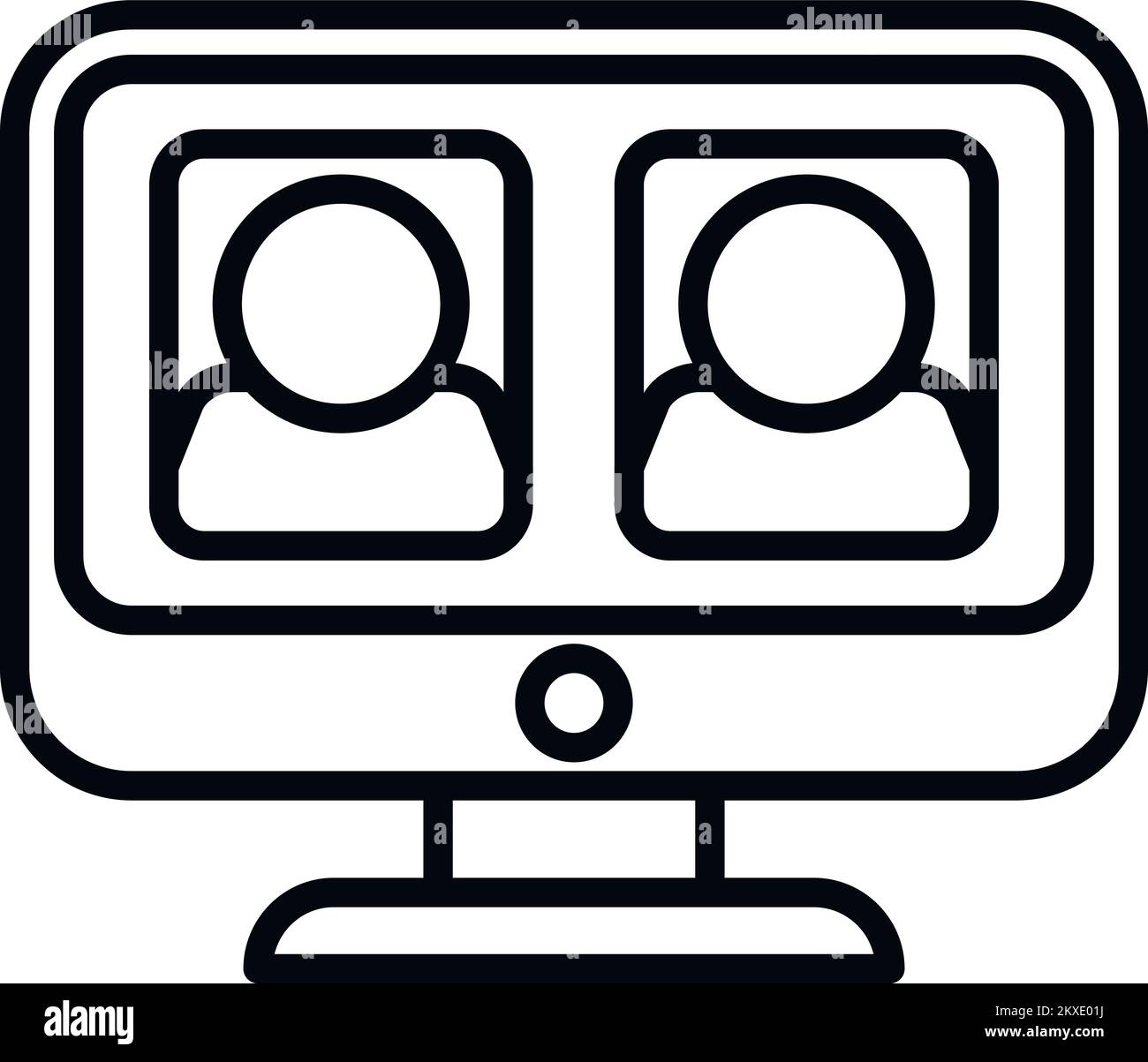 Pc teamwork icon outline vector. Service team. Digital mobile Stock ...