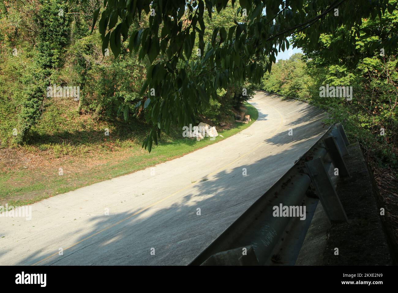 The famous historic inclined curve at the old racing circuit at Monza near Milano. Stock Photo