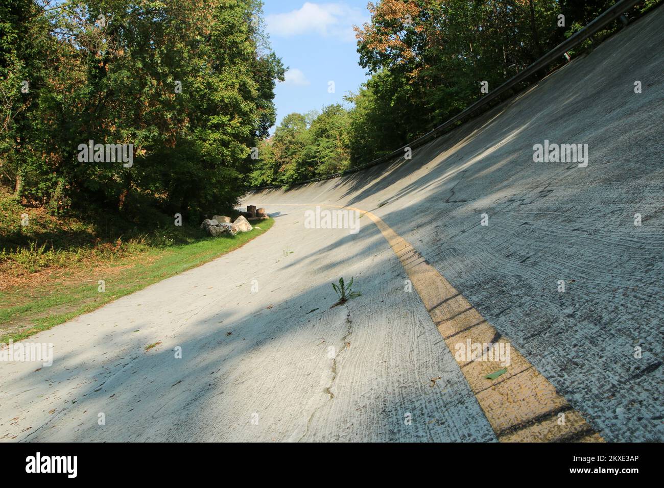 The famous historic inclined curve at the old racing circuit at Monza near Milano. Stock Photo