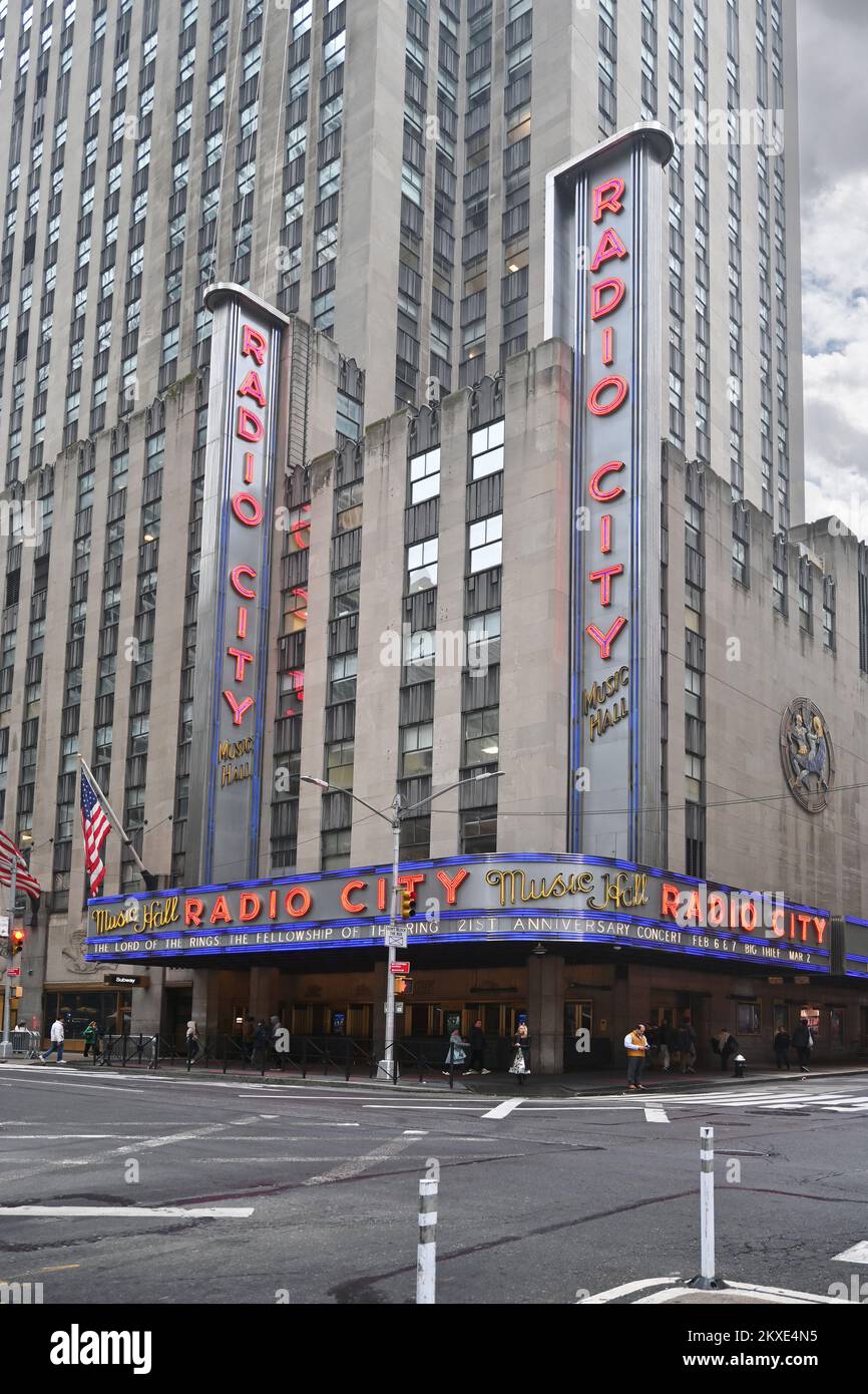 NEW YORK - 24 OCT 2022: Radio City Music Hall is an entertainment venue and theater at 1260 Avenue of the Americas, within Rockefeller Center, in the Stock Photo