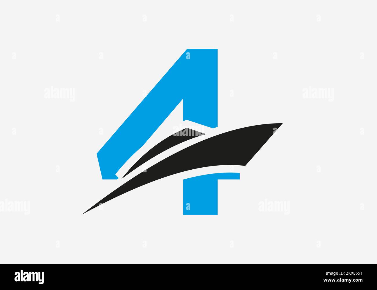 Letter 4 Shipping Logo Sailboat Symbol. Nautical Ship Sailing Boat Icon Stock Vector Image & Art