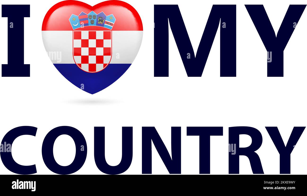 Heart with Croatian flag colors. I Love My Country - Croatia Stock Vector