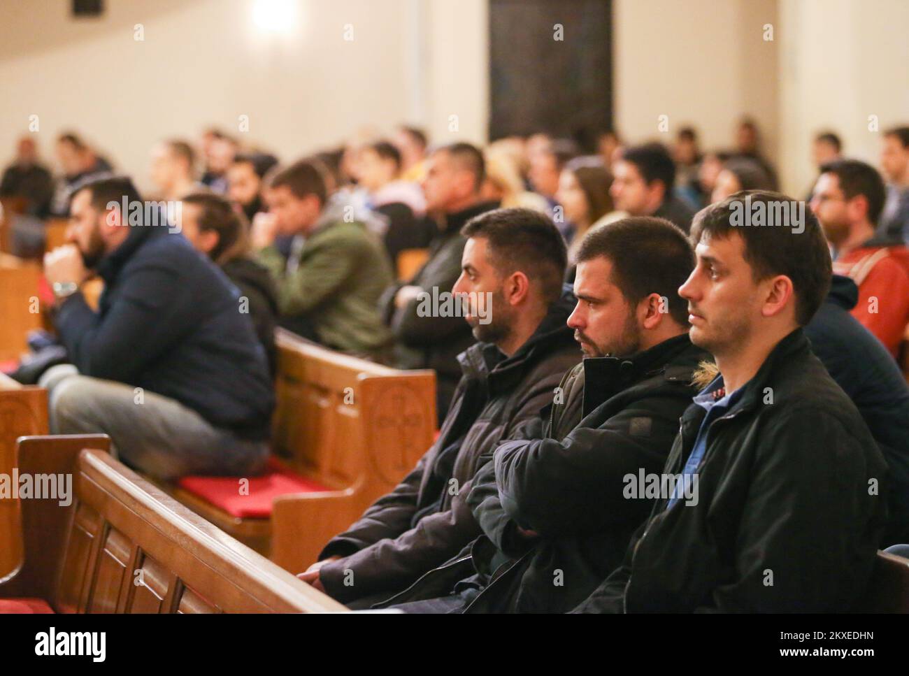 29.01.2020., Split - Holy Mass in honor of tragically deceased basketball player Kobe Bryant, his daughter Gianna and other deceased athletes was held in Split church. After the mass at the basketball court 24 shots will be scored in memory of the number which Kobe wore in the Lakers. Photo: Ivo Cagalj/PIXSELL Stock Photo