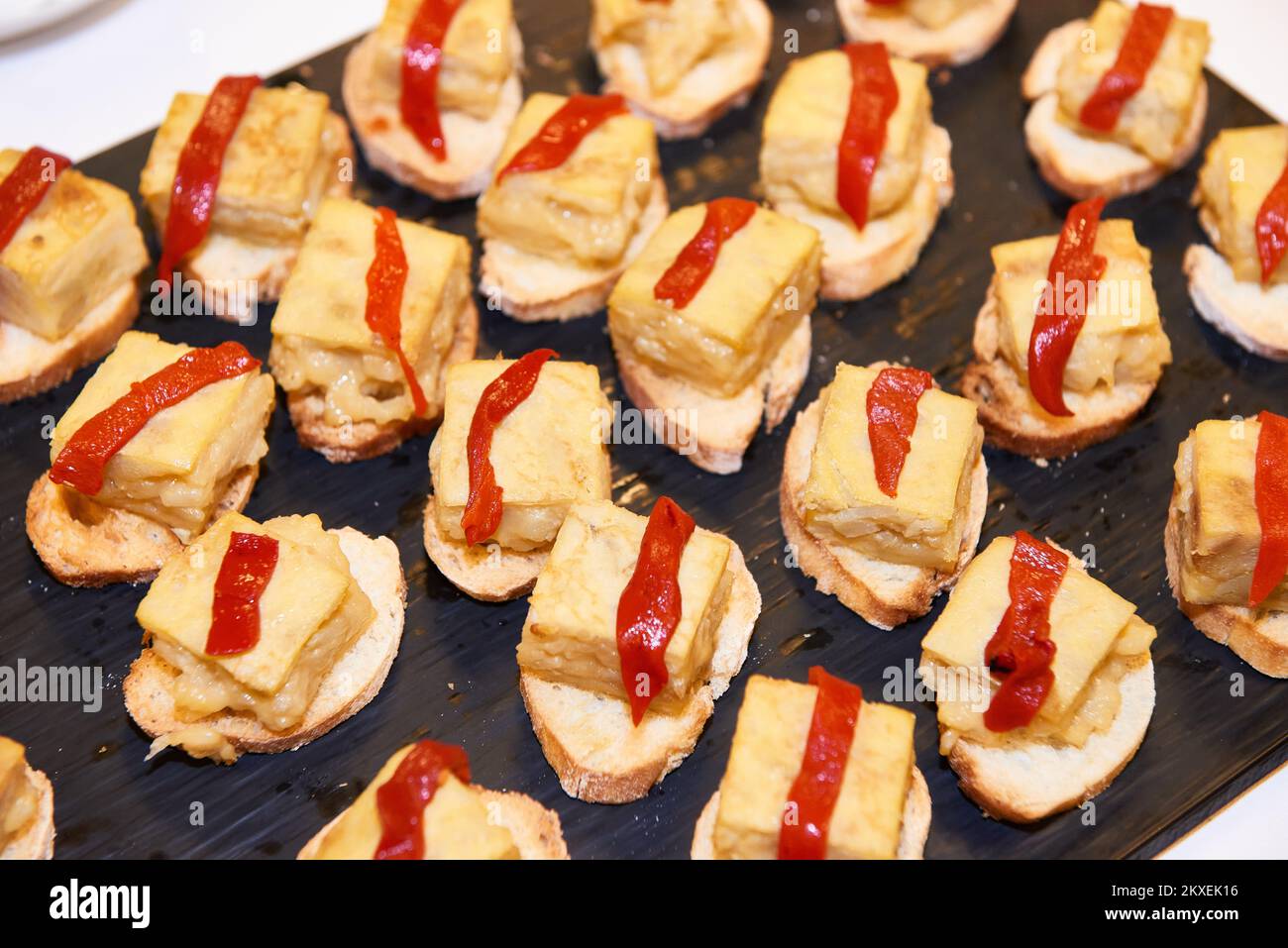 Spanish Omelette with red pepper Stock Photo Alamy