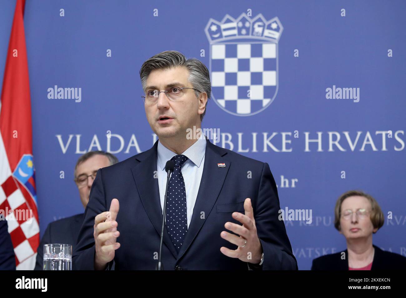 25.02.2020.,Croatia, Zagreb - Prime Minister Andrej Plenkovic announced on press conference that the first case of coronavirus disease (COVID-19) was reported in Croatia.It's about a younger man. His condition is good and he was in Milan, Italy Photo: Patrik Macek/PIXSELL Stock Photo