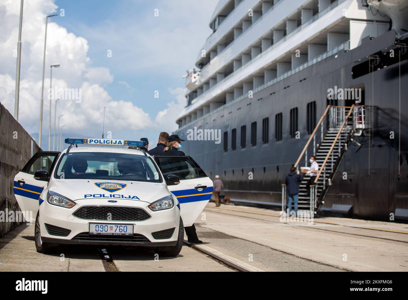 02.05.2020., Rijeka, Croatia - Scenic Eclipse, the world's first polar  discovery yacht cruiser, arrived in Rijeka.Scenic Eclipse, the world's  first polar discovery yacht cruiser, built in Croatia by Uljanik at the Pula