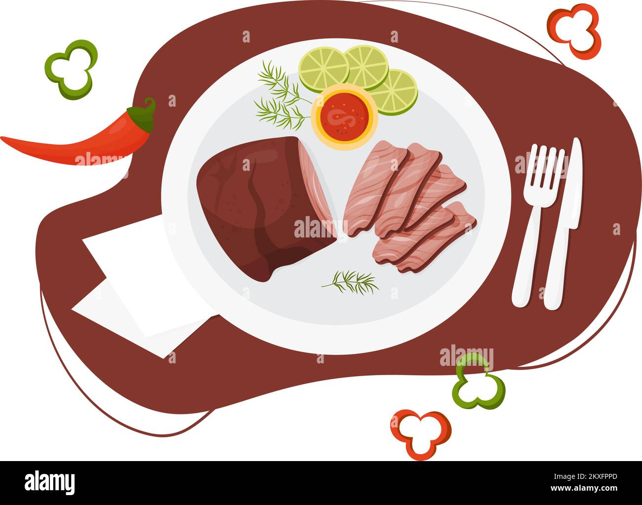 Carne Asada Grilled beef. Mexican food. Grilled meat in plate cut into